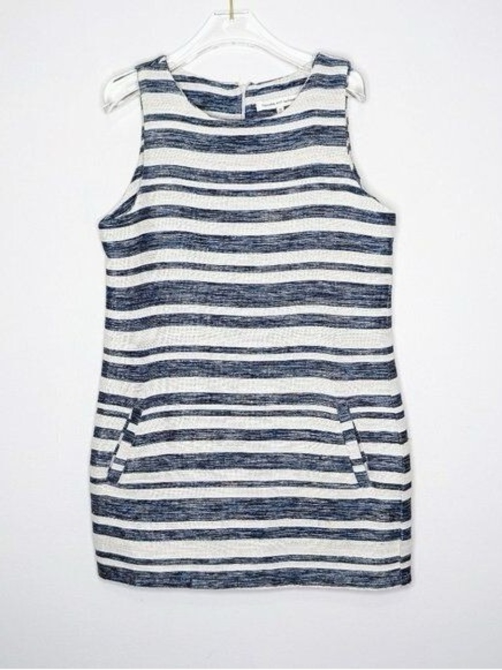 Cupcakes & Cashmere Striped Sleeveless Knit Dress in Navy and White
